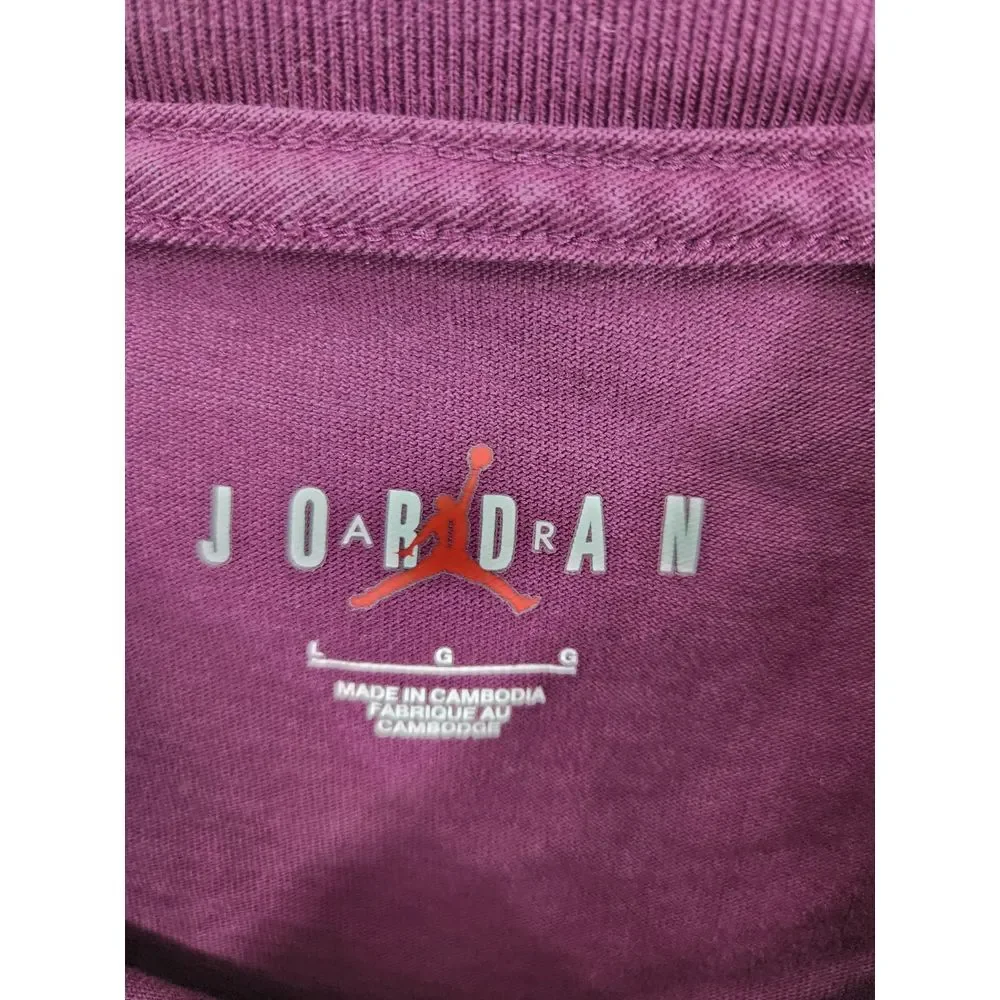 Jordan Brand Boys Long Sleeve T-Shirt Burgundy Maroon Graphic‎ DC9779-610 Large